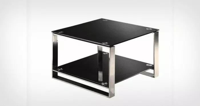 smoked Glass Coffee Table Modern with Brushed Stainless Steel Base
