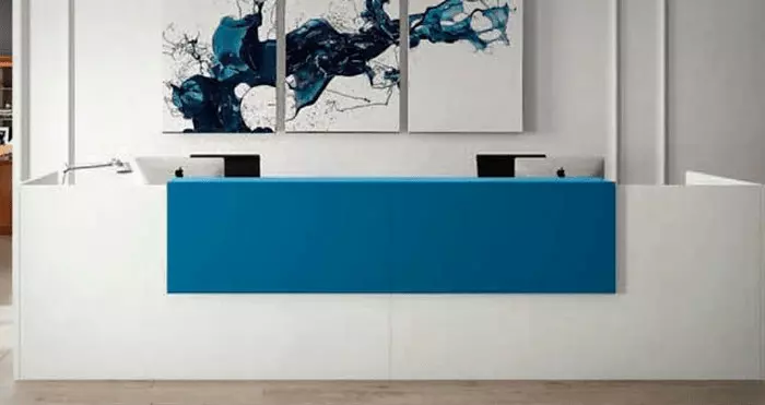 White and Blue Office Reception Desk | RD-54