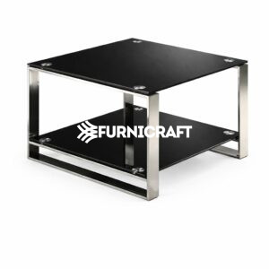 Smoked Glass Coffee Table Modern with Brushed Stainless Steel Base