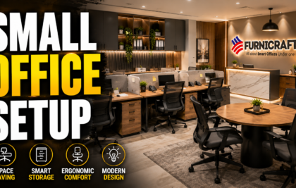 Small office setup in modern space