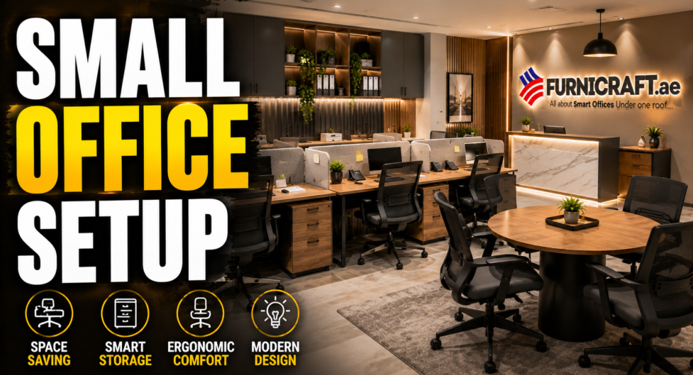 Small office setup in modern space