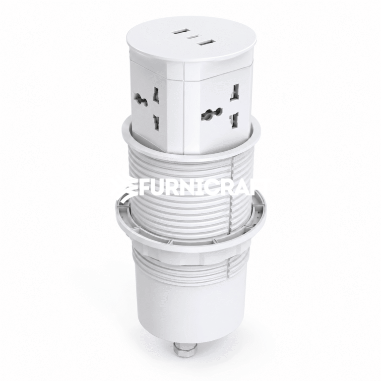 Black Pop-Up Power Socket with USB Ports-white